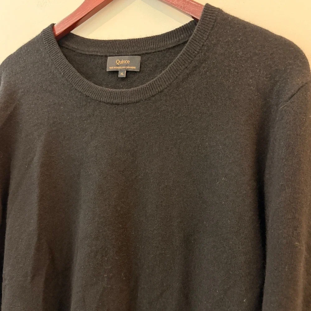 Quince Mongolian Cashmere Crewneck Sweater Breathable Date Travel Black XL NWOT